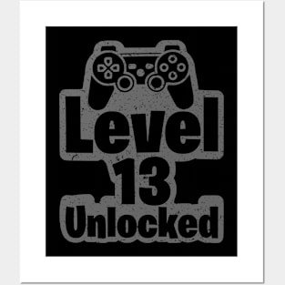 Level 13 Unlocked 13th Birthday 13 Years Old Gift Funny Birthday Gift Posters and Art